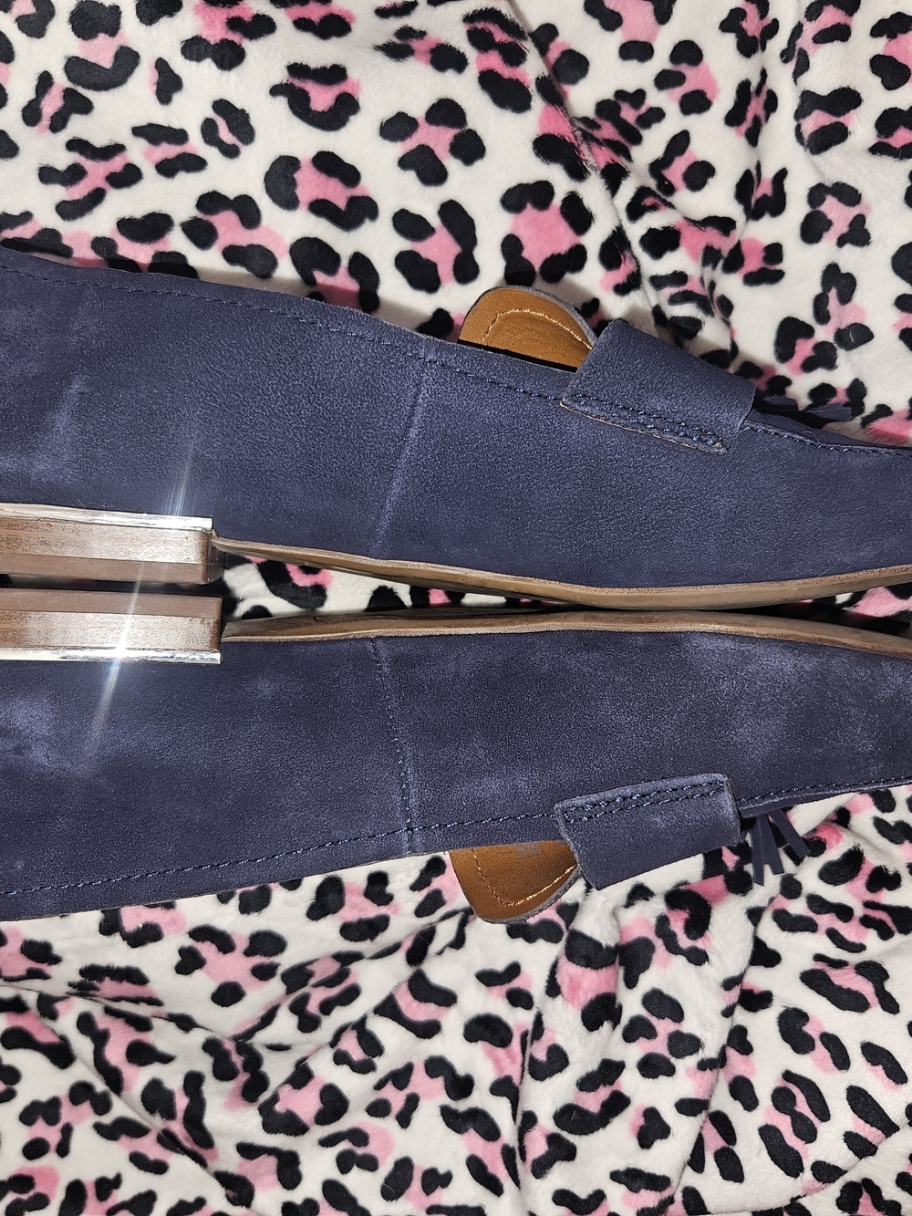 Franco Sarto Navy Suede Loafers